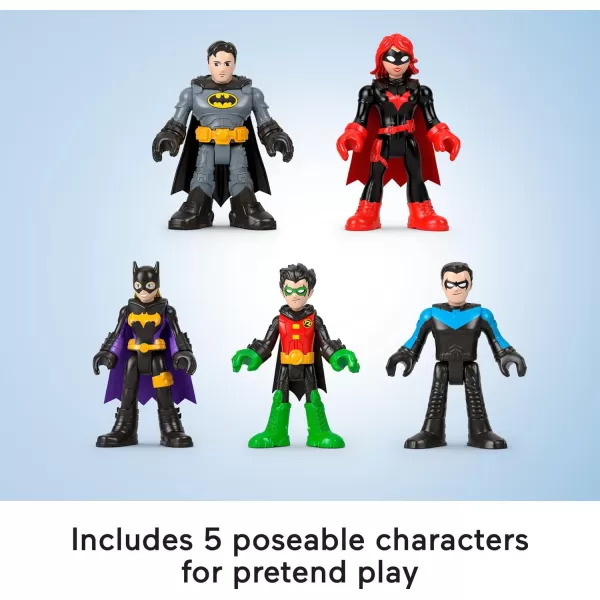 FisherPrice Imaginext DC Super Friends Batman Toys Family Multipack Figure Set 5 Characters ampamp 7 Accessories for Kids Ages 3 Years