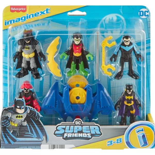 FisherPrice Imaginext DC Super Friends Batman Toys Family Multipack Figure Set 5 Characters ampamp 7 Accessories for Kids Ages 3 Years