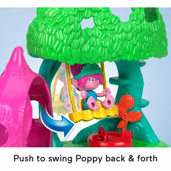 FisherPrice Imaginext DreamWorks Trolls Toys Flower Fun Campsite Playset with Poppy Figure for Pretend Play Kids Ages 3 Years