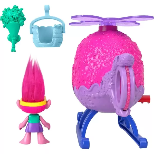 FisherPrice Imaginext DreamWorks Trolls Toys Poppys Copter Helicopter ampamp Figure Playset for Pretend Play Kids Ages 3 YearsPoppys Copter