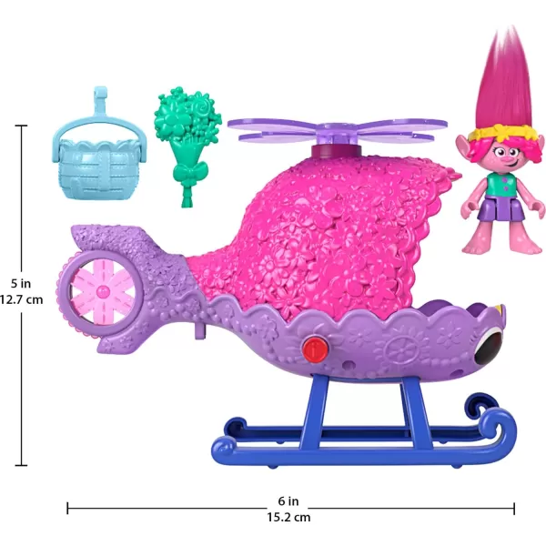 FisherPrice Imaginext DreamWorks Trolls Toys Poppys Copter Helicopter ampamp Figure Playset for Pretend Play Kids Ages 3 YearsPoppys Copter