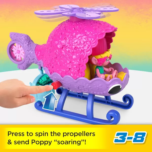 FisherPrice Imaginext DreamWorks Trolls Toys Poppys Copter Helicopter ampamp Figure Playset for Pretend Play Kids Ages 3 YearsPoppys Copter