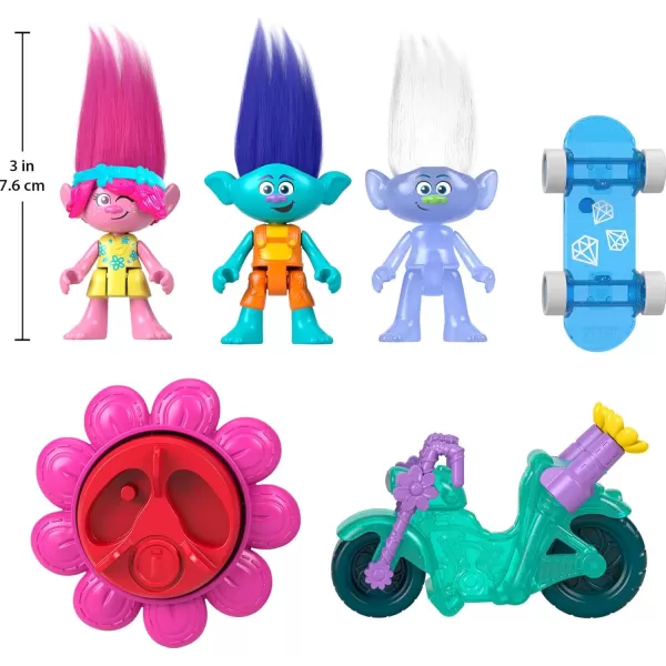 FisherPrice Imaginext DreamWorks Trolls Toys Sparkle ampamp Roll Pack Poppy Branch ampamp Guy Diamond Figures for Pretend Play Kids Ages 3 Years