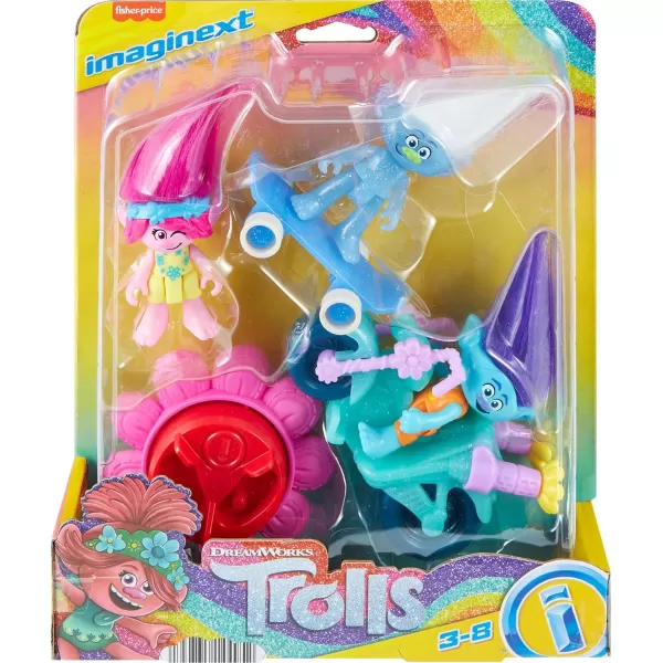 FisherPrice Imaginext DreamWorks Trolls Toys Sparkle ampamp Roll Pack Poppy Branch ampamp Guy Diamond Figures for Pretend Play Kids Ages 3 Years