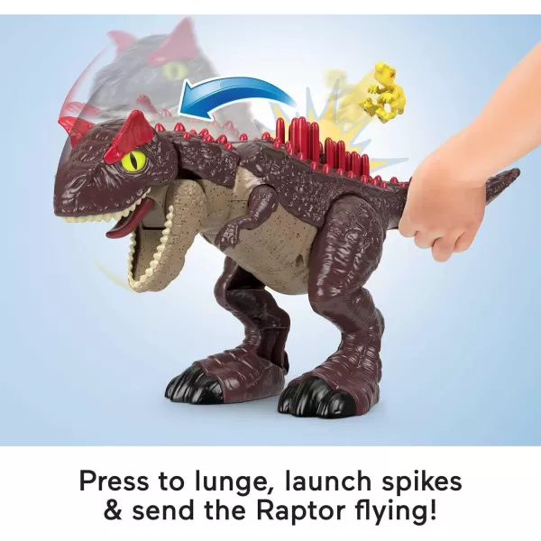 FisherPrice Imaginext Jurassic World Dinosaur Toy Spike Strike Carnotaurus 11Inch Figure Set for Pretend Play Preschool Kids Ages 3 Years