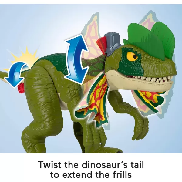 FisherPrice Imaginext Jurassic World Dinosaur Toy Thrash Attack Dilophosaurus 16 Inch with Lights ampamp Sounds for Pretend Play Kids Ages 3 Years