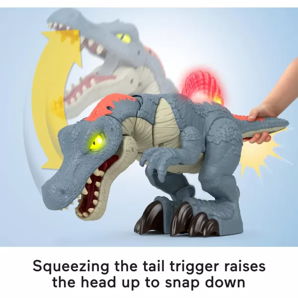 FisherPrice Imaginext Jurassic World Dinosaur Toy Ultra Snap Spinosaurus Lights Sounds ampamp Chomping Action for Preschool Kids Ages 3 Years