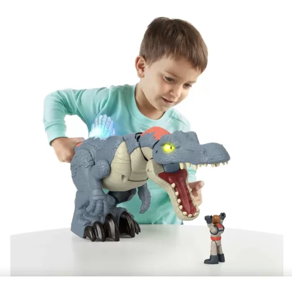 FisherPrice Imaginext Jurassic World Dinosaur Toy Ultra Snap Spinosaurus Lights Sounds ampamp Chomping Action for Preschool Kids Ages 3 Years