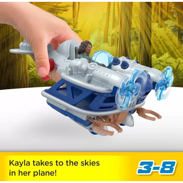 FisherPrice Imaginext Jurassic World Dominion Kayla Watts Figure ampamp Toy Plane Air Tracker with Projectiles for Preschool Kids Ages 3 Years