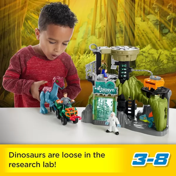 FisherPrice Imaginext Jurassic World Toy Dinosaur Lab Playset Owen Grady Maisie ampamp Dr Grant Figures for Preschool Kids Ages 3 Years