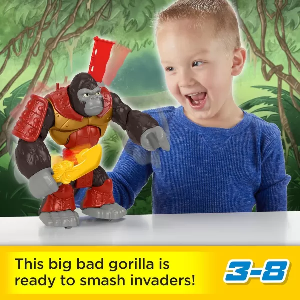 FisherPrice Imaginext Preschool Toy Silverback Gorilla Smash 8in Figure with Punching Action ampamp Accessories for Pretend Play Ages 3 Years