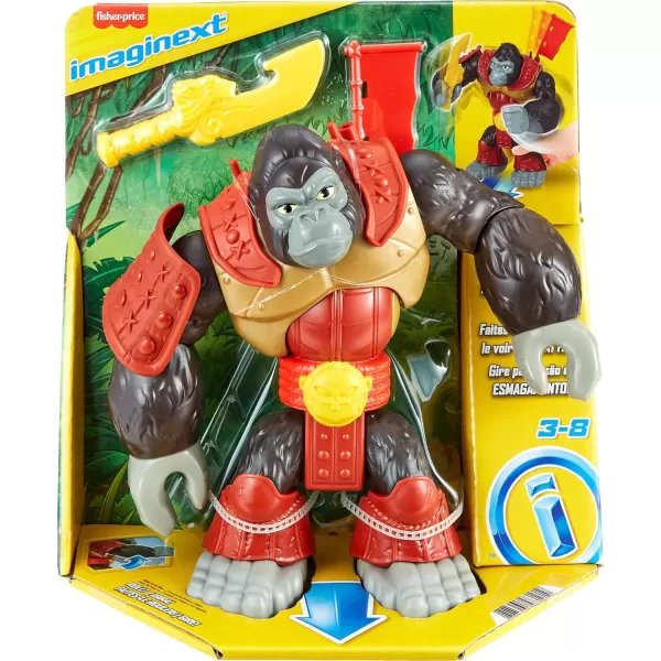 FisherPrice Imaginext Preschool Toy Silverback Gorilla Smash 8in Figure with Punching Action ampamp Accessories for Pretend Play Ages 3 Years