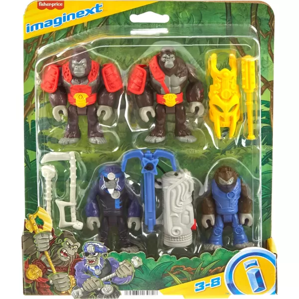 FisherPrice Imaginext Preschool Toys Boss Level Army Pack 9Piece Monkey ampamp Gorilla Figure Set for Pretend Play Ages 3 YearsSmall