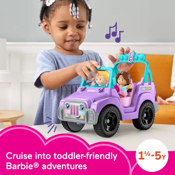 FisherPrice Little People Barbie Toddler Toy Car Beach Cruiser with Music Sounds and 2 Figures for Pretend Play Kids Ages 18 Months