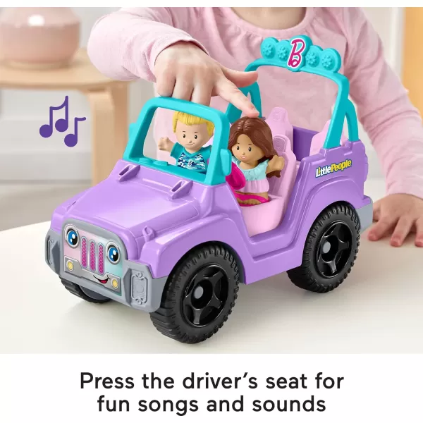 FisherPrice Little People Barbie Toddler Toy Car Beach Cruiser with Music Sounds and 2 Figures for Pretend Play Kids Ages 18 Months