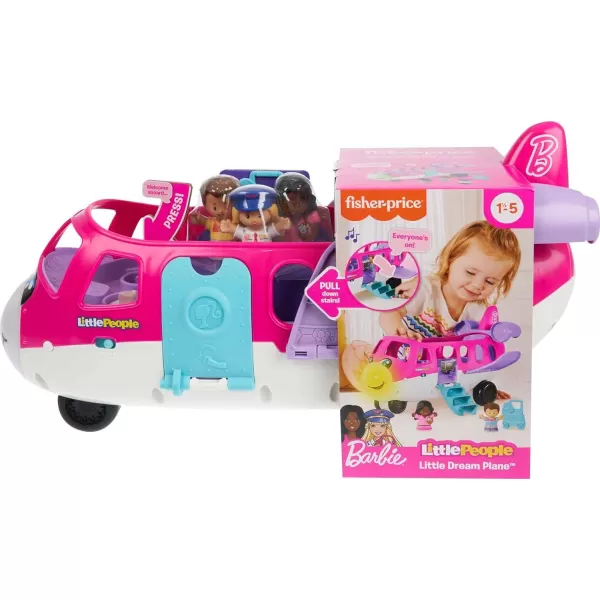 FisherPrice Little People Barbie Toddler Toy Little Dream Plane with Lights Music ampamp Figures for Pretend Play Ages 18 Months