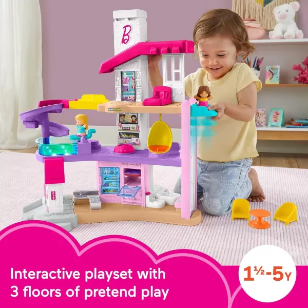FisherPrice Little People Barbie Toddler Toy Little Dreamhouse Playset With Music Lights Sounds ampamp 7 Pieces For Ages 18 Months