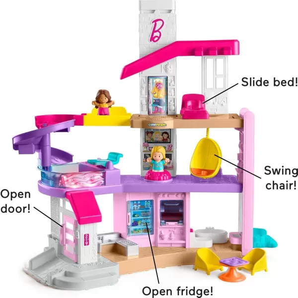 FisherPrice Little People Barbie Toddler Toy Little Dreamhouse Playset With Music Lights Sounds ampamp 7 Pieces For Ages 18 Months