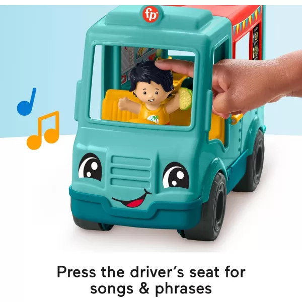 FisherPrice Little People Musical Toddler Toy Serve It Up Food Truck Vehicle with 2 Figures for Pretend Play Kids Ages 1 Years
