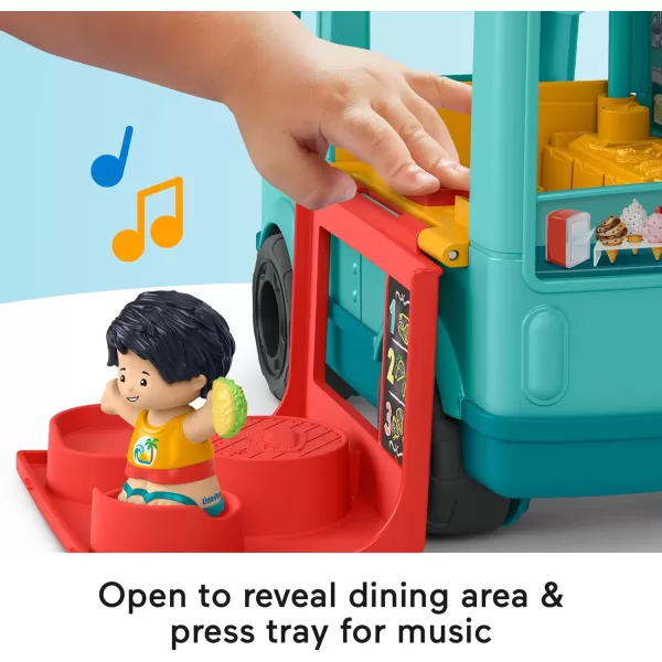 FisherPrice Little People Musical Toddler Toy Serve It Up Food Truck Vehicle with 2 Figures for Pretend Play Kids Ages 1 Years