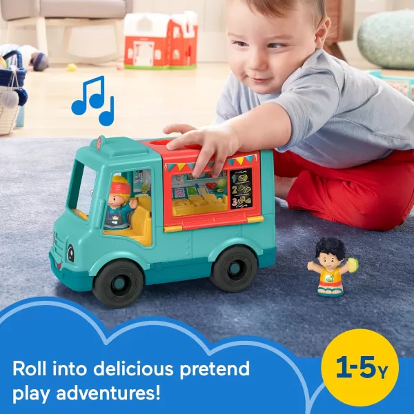 FisherPrice Little People Musical Toddler Toy Serve It Up Food Truck Vehicle with 2 Figures for Pretend Play Kids Ages 1 Years