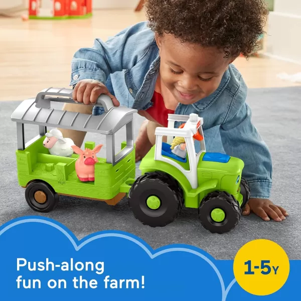 FisherPrice Little People Toddler Toy Caring for Animals Tractor Farm Vehicle with Music ampamp Figures for Preschool Pretend Play Kids Ages 1 Years