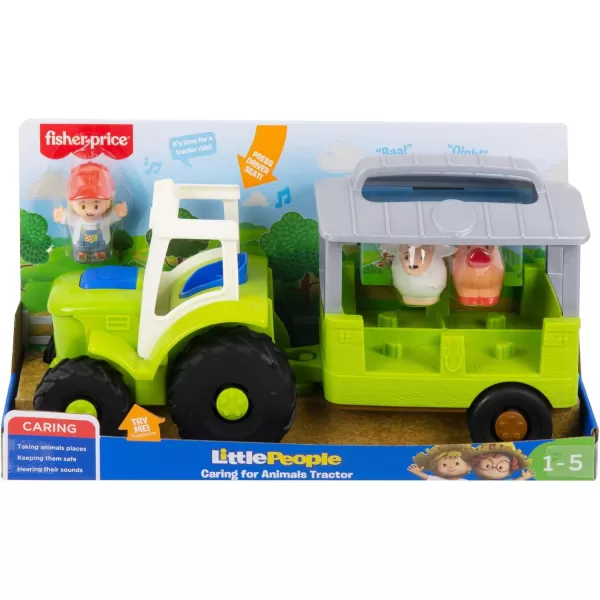 FisherPrice Little People Toddler Toy Caring for Animals Tractor Farm Vehicle with Music ampamp Figures for Preschool Pretend Play Kids Ages 1 Years