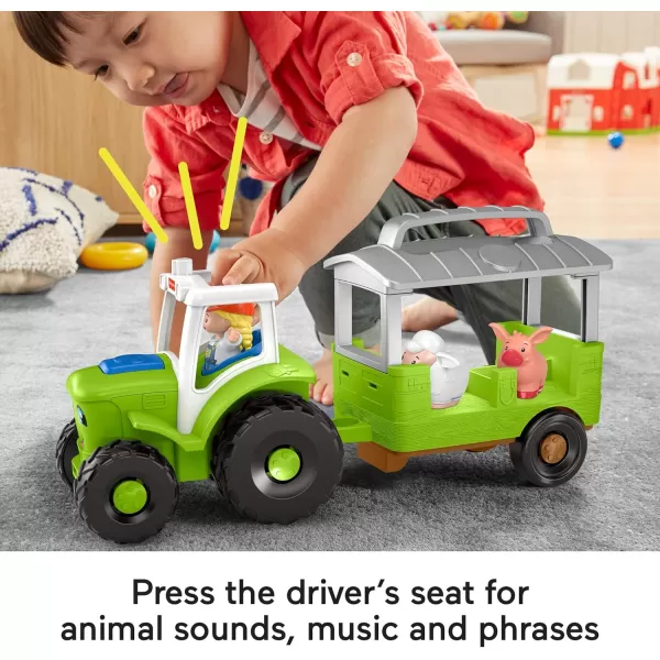FisherPrice Little People Toddler Toy Caring for Animals Tractor Farm Vehicle with Music ampamp Figures for Preschool Pretend Play Kids Ages 1 Years