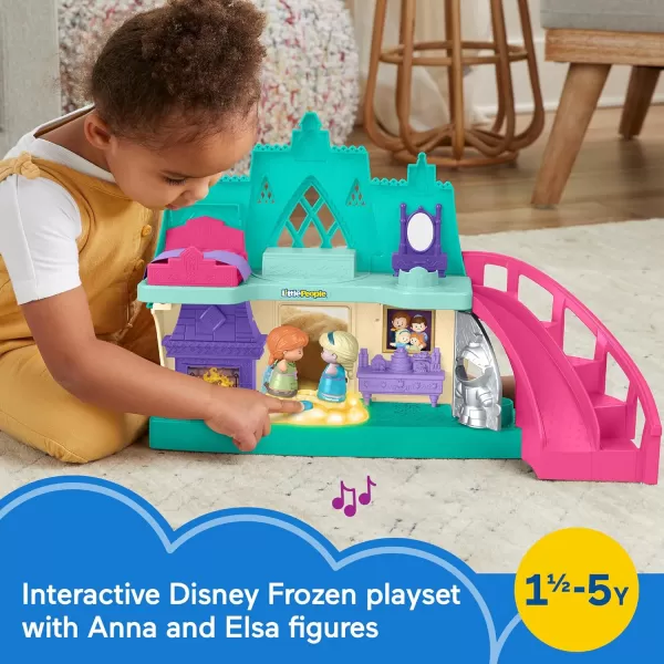 FisherPrice Little People Toddler Toy Disney Frozen Arendelle Castle Playset with Lights Sounds Anna ampamp Elsa Figures for Pretend Play Ages 18 Months