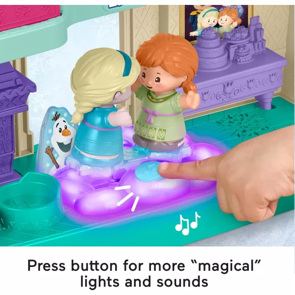 FisherPrice Little People Toddler Toy Disney Frozen Arendelle Castle Playset with Lights Sounds Anna ampamp Elsa Figures for Pretend Play Ages 18 Months