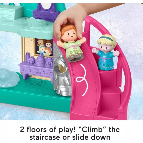 FisherPrice Little People Toddler Toy Disney Frozen Arendelle Castle Playset with Lights Sounds Anna ampamp Elsa Figures for Pretend Play Ages 18 Months