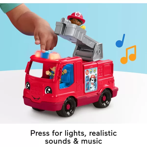 FisherPrice Little People Toddler Toy Fire Truck Musical PushAlong Vehicle with 2 Figures for Pretend Play Ages 1 Years
