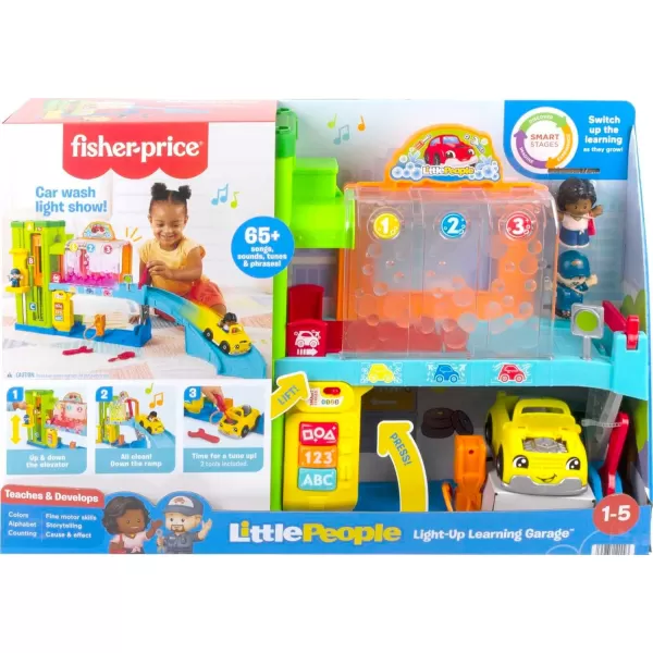 FisherPrice Little People Toddler Toy LightUp Learning Garage Playset with Smart Stages Car ampamp Ramp for Pretend Play Kids Ages 1 YearsSimplified Packaging