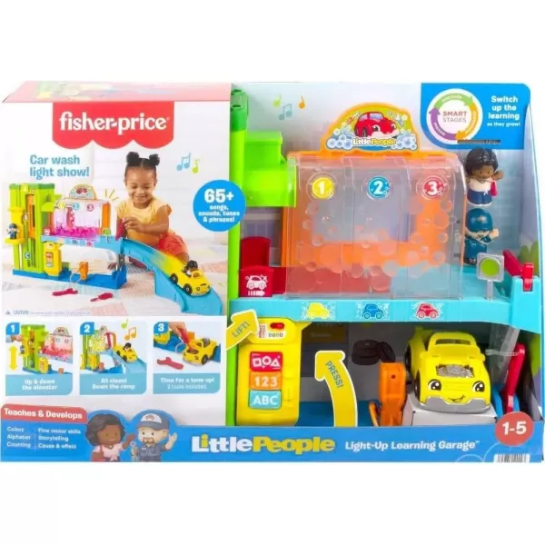 FisherPrice Little People Toddler Toy LightUp Learning Garage Playset with Smart Stages Car ampamp Ramp for Pretend Play Kids Ages 1 YearsStandard Packaging