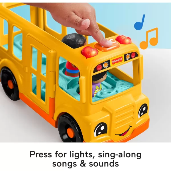 FisherPrice Little People Toddler Toy School Bus Musical PushAlong Vehicle with 2 Figures for Pretend Play Ages 1 YearsSchool Bus
