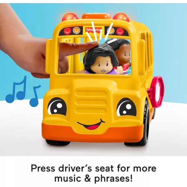 FisherPrice Little People Toddler Toy School Bus Musical PushAlong Vehicle with 2 Figures for Pretend Play Ages 1 YearsSchool Bus