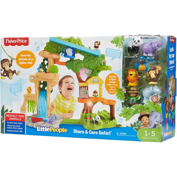 FisherPrice Little People Toddler Toy Share ampamp Care Safari 2Ft Tall Playset with Lights Sounds ampamp 7 Figures for Pretend Play Ages 1 years