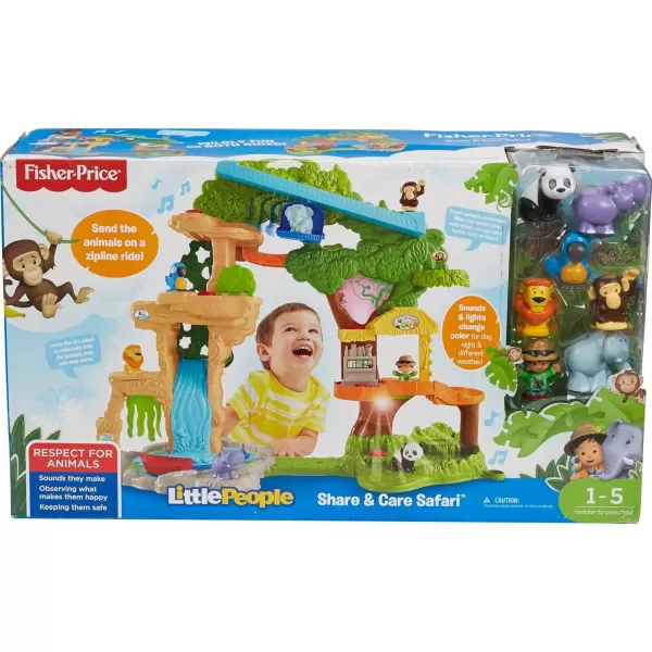 FisherPrice Little People Toddler Toy Share ampamp Care Safari 2Ft Tall Playset with Lights Sounds ampamp 7 Figures for Pretend Play Ages 1 years