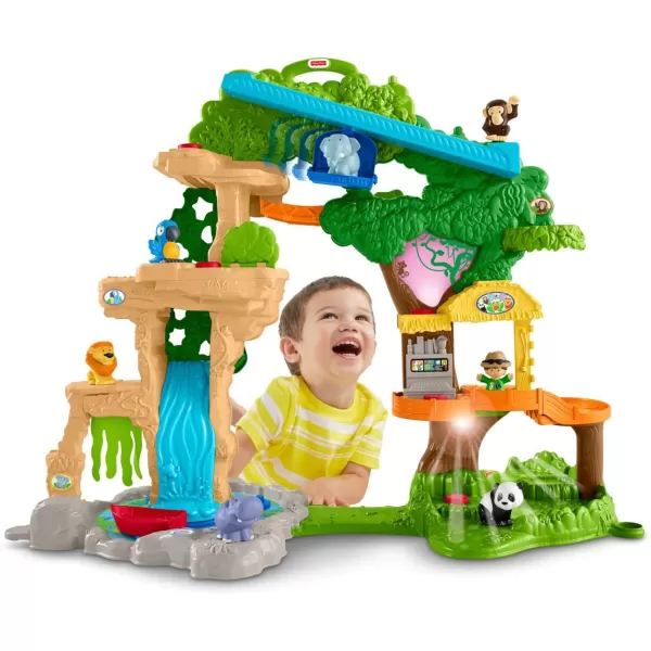 FisherPrice Little People Toddler Toy Share ampamp Care Safari 2Ft Tall Playset with Lights Sounds ampamp 7 Figures for Pretend Play Ages 1 years