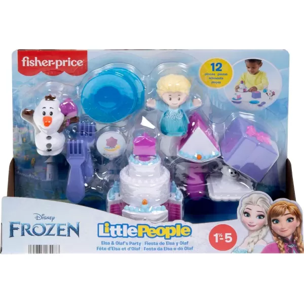 FisherPrice Little People Toddler Toys Disney Frozen Elsa ampamp Olafs Party 12Piece Playset for Pretend Play Ages 18 Months