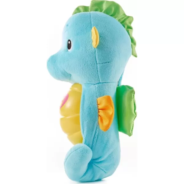 FisherPrice Musical Baby Toy Soothe ampamp Glow Seahorse Plush Sound Machine with Lights ampamp Volume Control for Newborns BlueBlue EasytoOpen Packaging