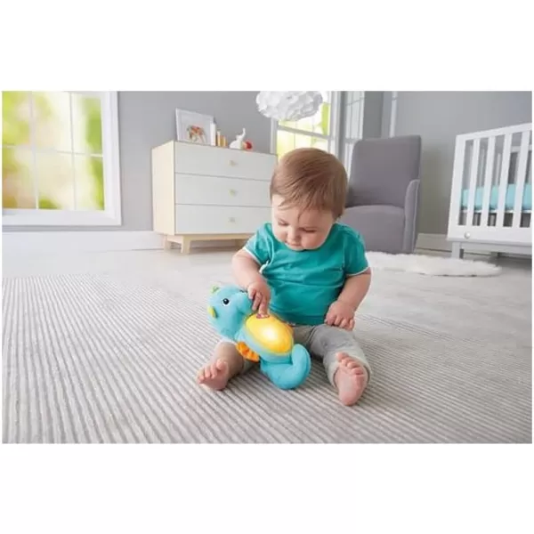 FisherPrice Musical Baby Toy Soothe ampamp Glow Seahorse Plush Sound Machine with Lights ampamp Volume Control for Newborns BlueBlue Retail Packaging