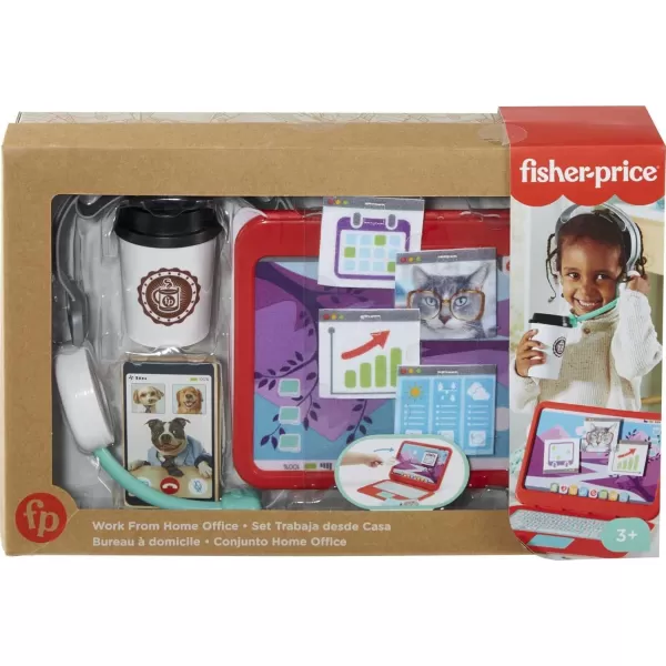 FisherPrice My Home Office pretend work station 8piece play set for preschool kids ages 3 years and up