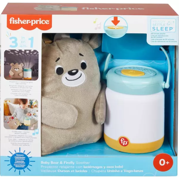 FisherPrice Newborn Toy Baby Bear ampamp Firefly Soother Plush Sound Machine with Detachable Toddler Night Light for Infants Ages 0 Months