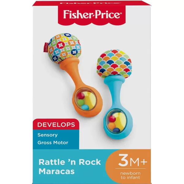 FisherPrice Newborn Toys Rattle n Rock Maracas 2 Soft Musical Instruments for Developmental Play Babies Ages 3 Months Green ampamp YellowBlueOrange