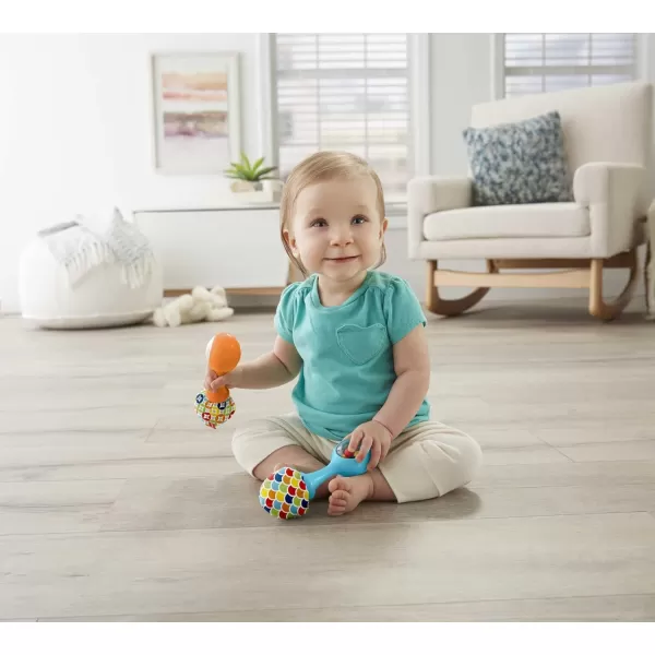 FisherPrice Newborn Toys Rattle n Rock Maracas 2 Soft Musical Instruments for Developmental Play Babies Ages 3 Months Green ampamp YellowBlueOrange