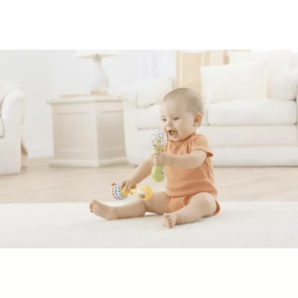 FisherPrice Newborn Toys Rattle n Rock Maracas 2 Soft Musical Instruments for Developmental Play Babies Ages 3 Months Green ampamp YellowGreenYellow Rattle