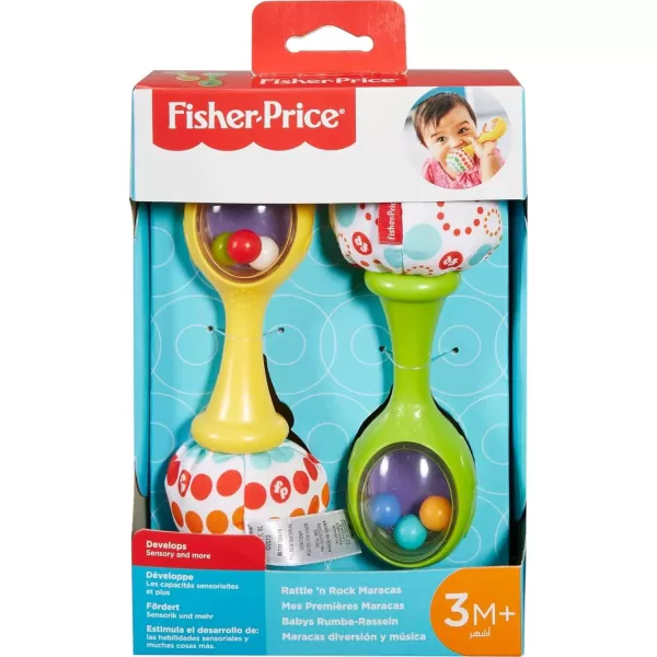 FisherPrice Newborn Toys Rattle n Rock Maracas 2 Soft Musical Instruments for Developmental Play Babies Ages 3 Months Green ampamp YellowGreenYellow Rattle
