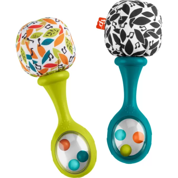 FisherPrice Newborn Toys Rattle n Rock Maracas 2 Soft Musical Instruments for Developmental Play Babies Ages 3 Months Green ampamp YellowNew  Neutral Colors