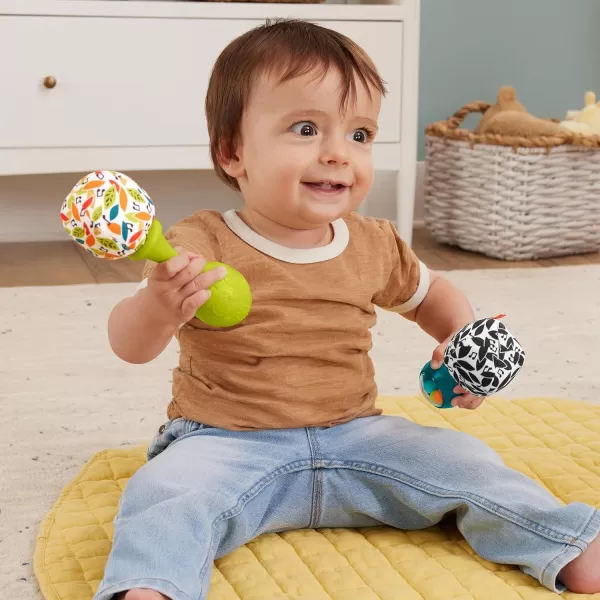 FisherPrice Newborn Toys Rattle n Rock Maracas 2 Soft Musical Instruments for Developmental Play Babies Ages 3 Months Green ampamp YellowNew  Neutral Colors